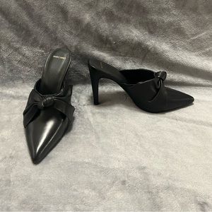 Women’s Marciano black slip on bow closed toe mule clog high heels size 8